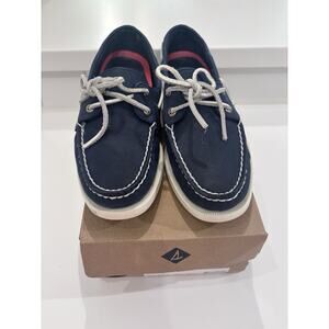 Sperry Shoes Women Blue Leather 2 Eye Boat Loafers STS81162 Sz 8.5 M Excellent